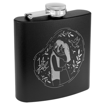 6 oz. Matte Black Powder Coated Stainless Steel Flask
